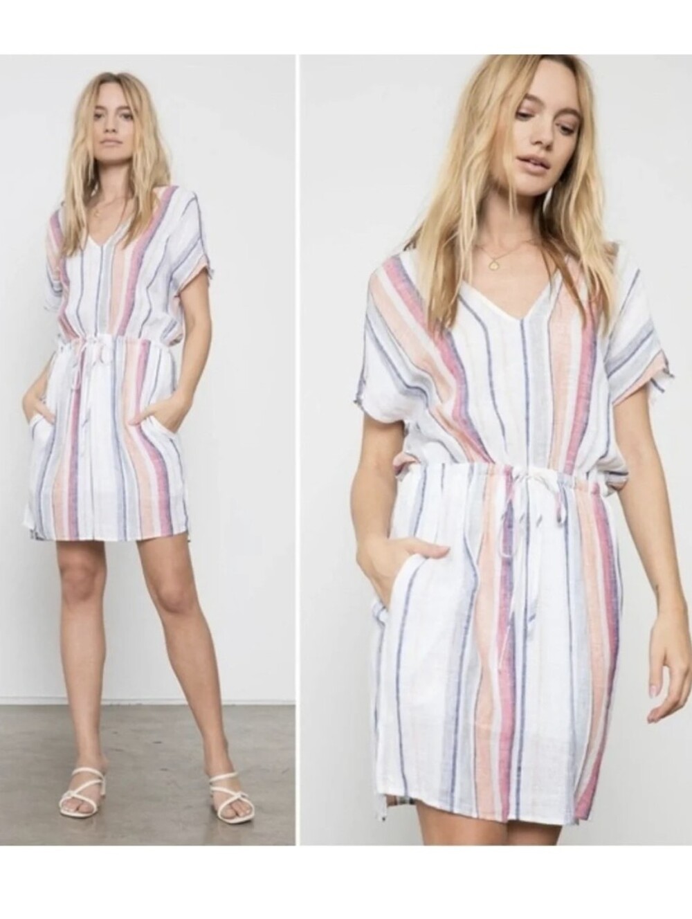 Rails Wren Striped Dress Linen Blend, Pockets S EUC! - Picture 2 of 10